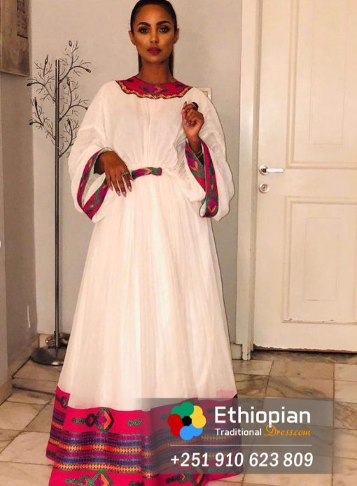 Ethiopian Cool Pink Habesha Kemis