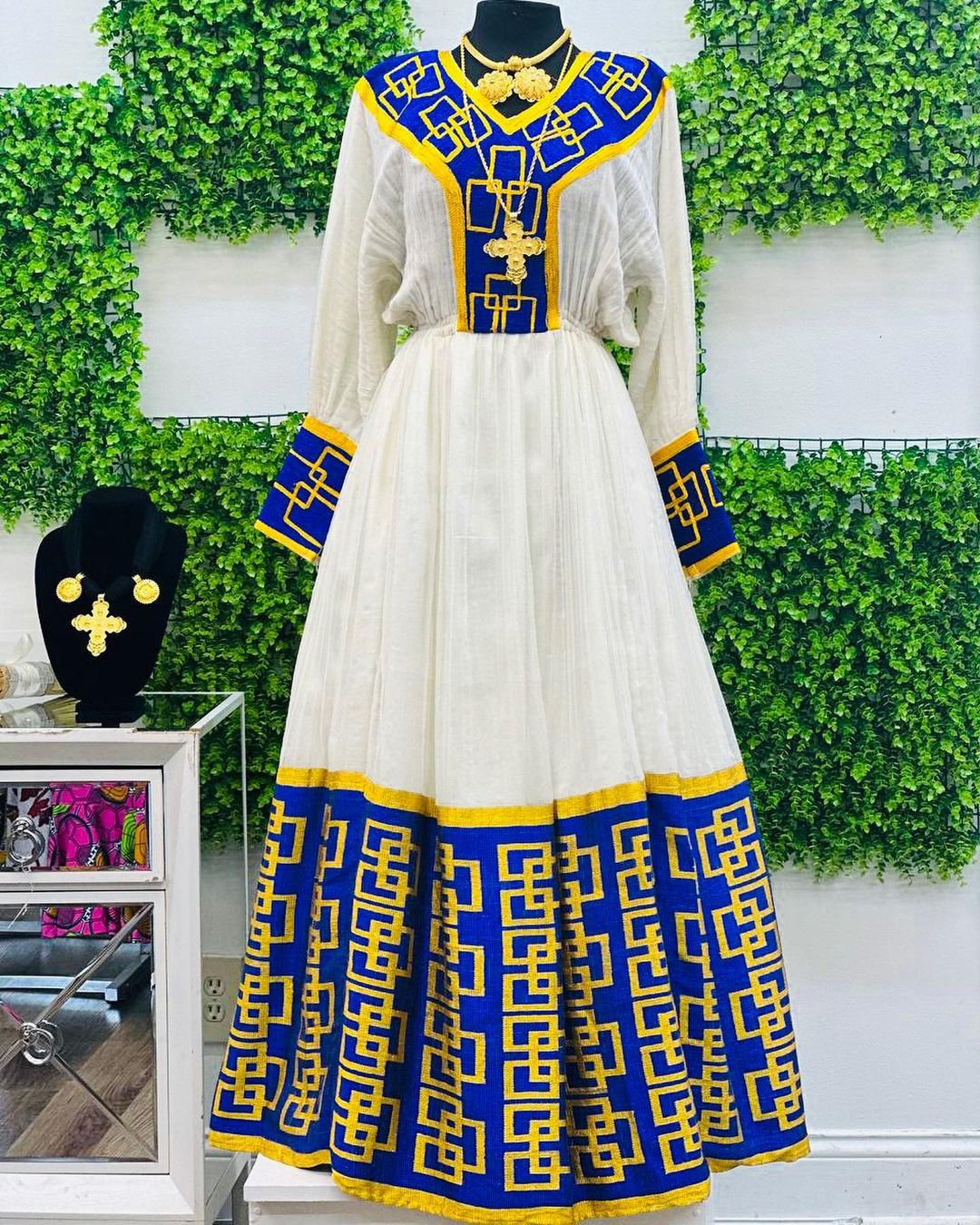 Golden Chain Habesha Dress Ethiopian Traditional Dress